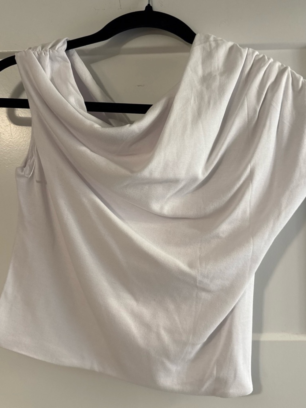 Zara White Drape Neck Women's Top